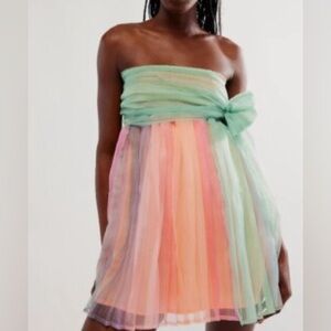 Free People Multicolor Babydoll Mini + Shoulder Cover